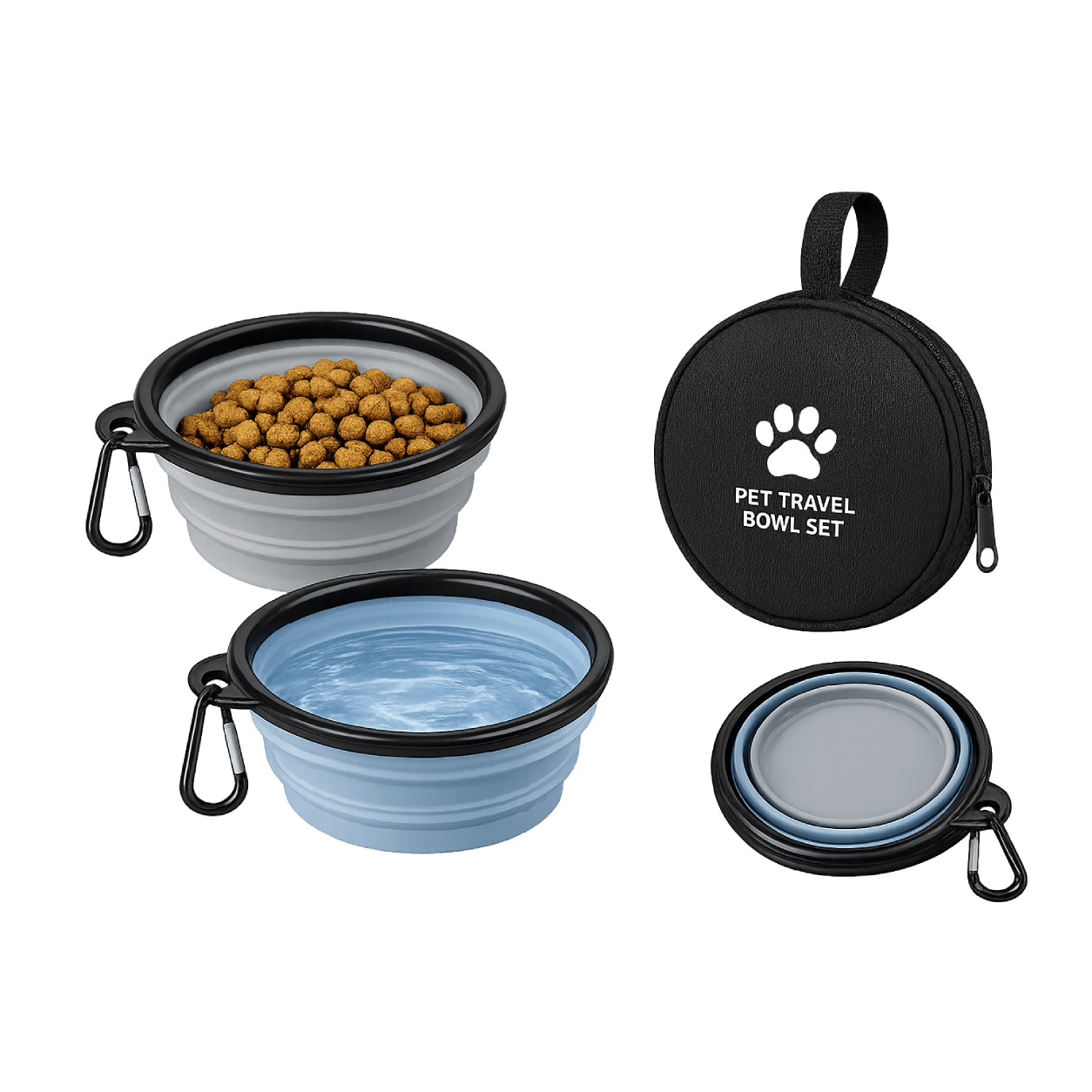 Foldable Pet Travel Bowl Set